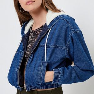 PacSun Denim Hooded Bomber Jacket